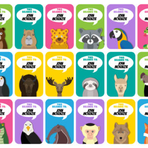 Animals of American Continent Personalised Name Label for Kids-0