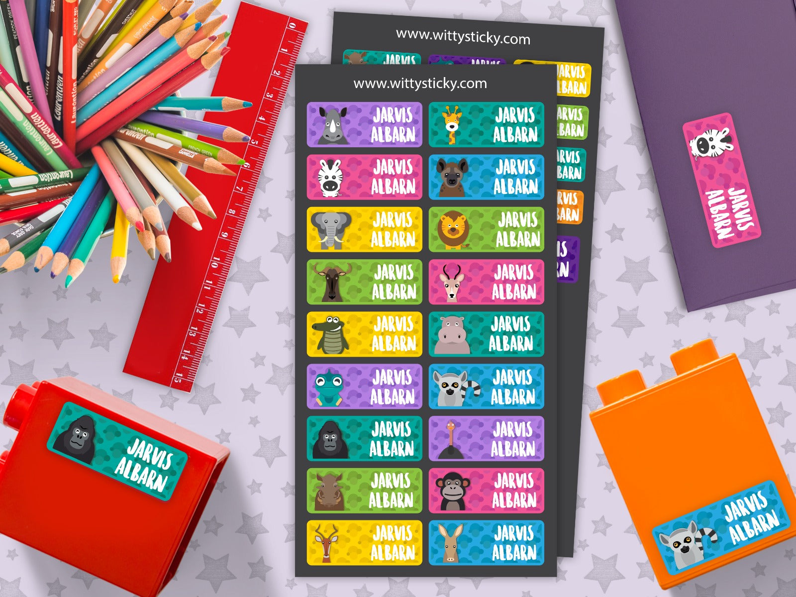 African Animal Series Personalised Name Label for Kids-0