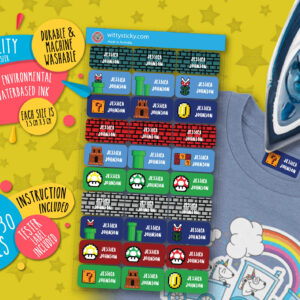 Mario Plumber Game On Heat Transfer Personalised Name Label