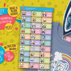 Panda Series On Heat Transfer Personalised Name Label
