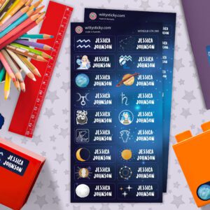 Zodiac-Aquarius Series Personalised Name Label for Kids