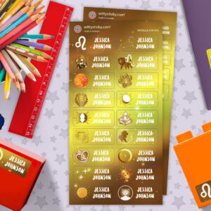 Zodiac-Leo Series Personalised Name Label for Kids